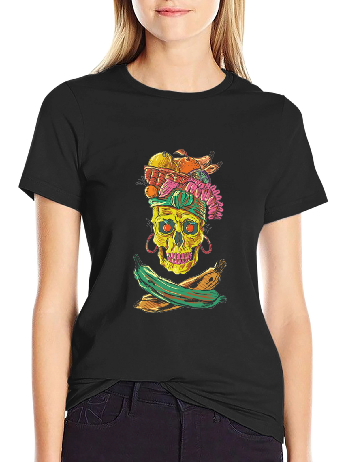Skull & Fruit Graphic T-Shirt - Unique Design