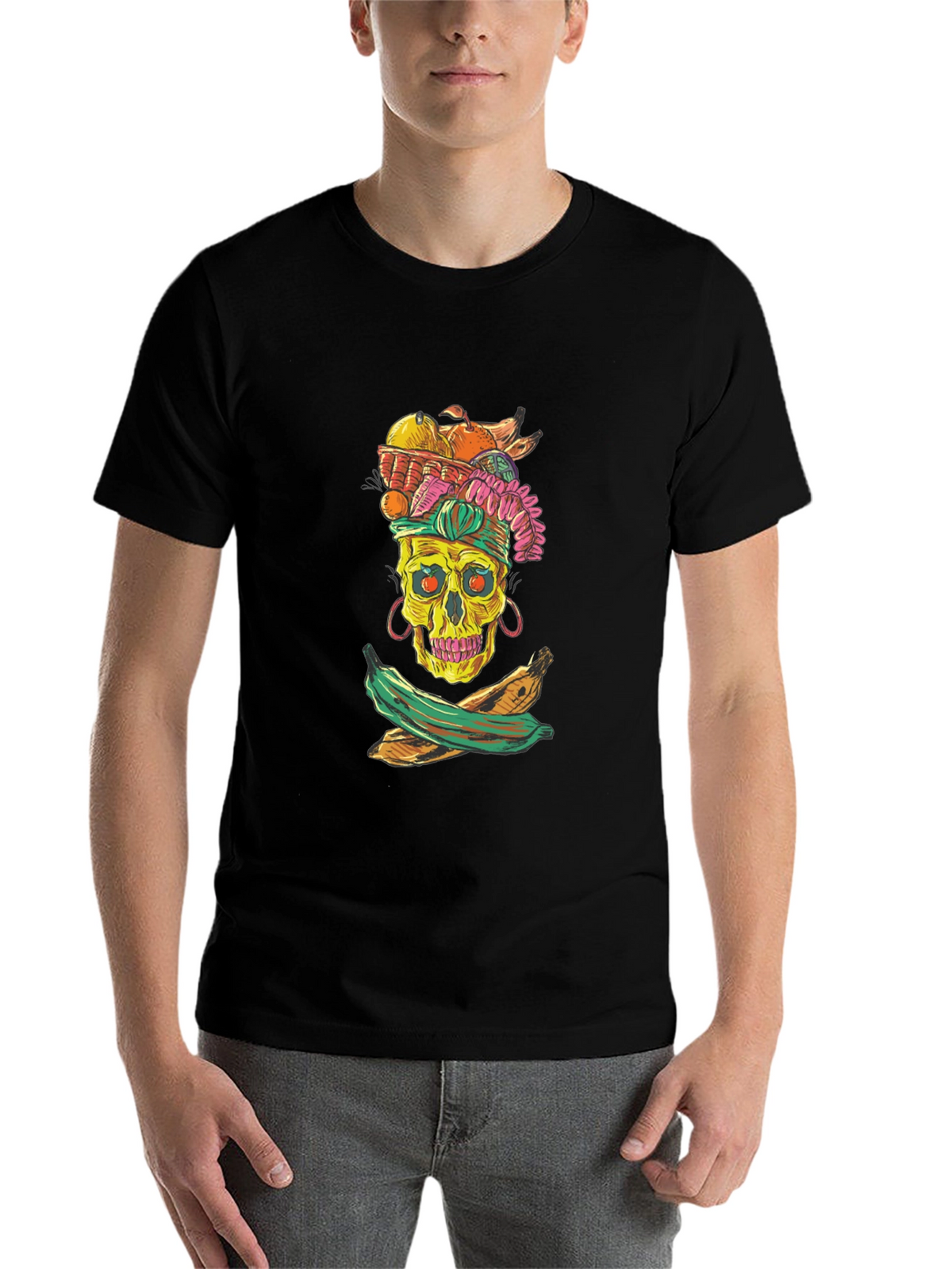 Skull & Fruit Graphic T-Shirt - Unique Design