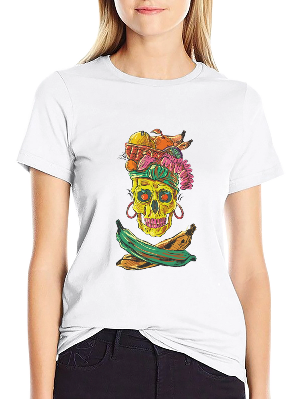 Skull & Fruit Graphic T-Shirt - Unique Design