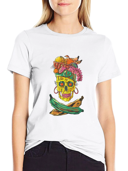 Skull & Fruit Graphic T-Shirt - Unique Design