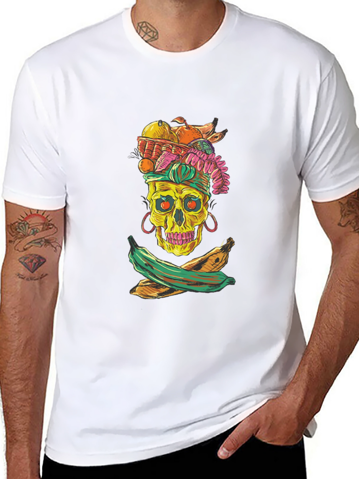 Skull & Fruit Graphic T-Shirt - Unique Design