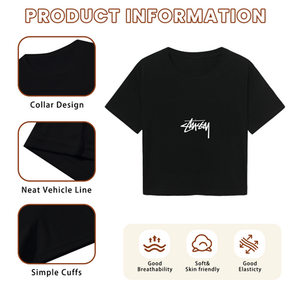 Classic Street Logo Black Cropped Short Tee