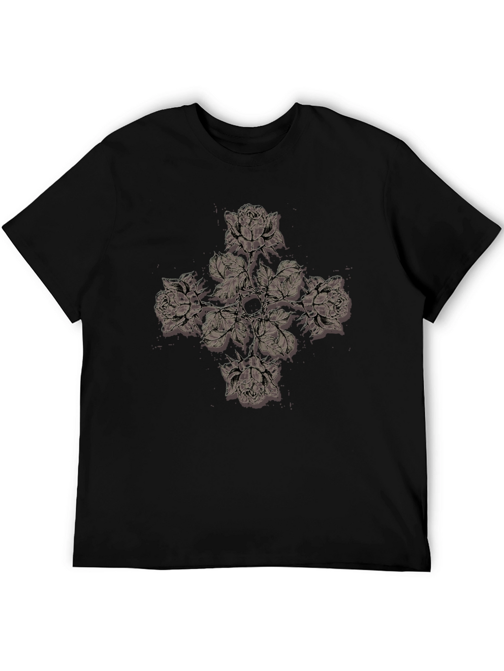 Floral Cross Graphic Print T-Shirt