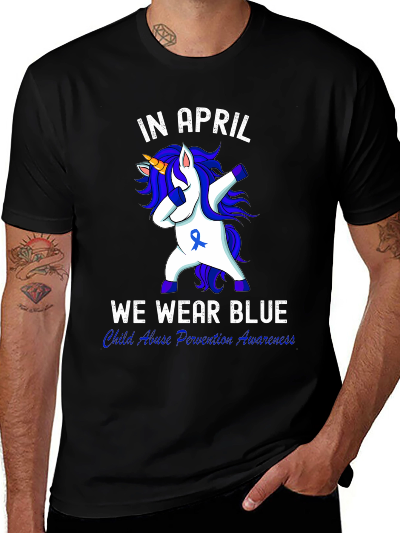 In April We Wear Blue Child Abuse Awareness Unisex T-Shirt