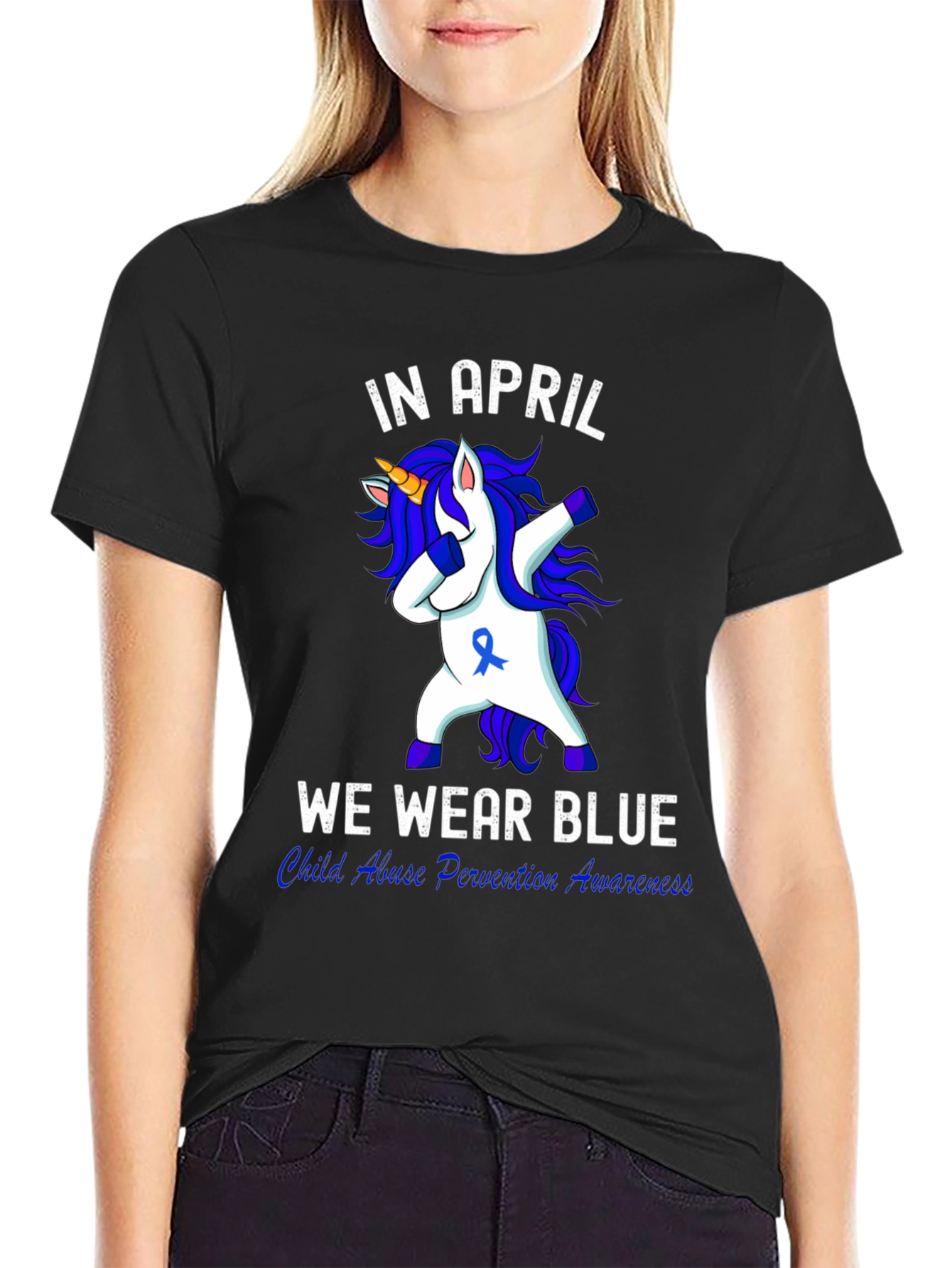In April We Wear Blue Child Abuse Awareness Unisex T-Shirt