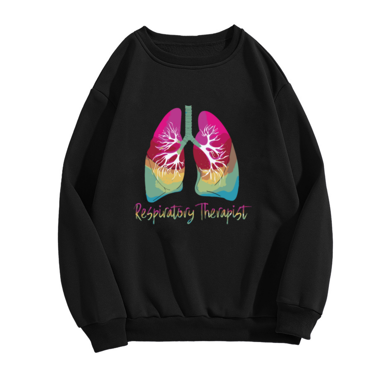 Respiratory Therapist Colorful Lungs Anatomy Crewneck Sweatshirt | Medical Career Pride Pullover, RT Gift