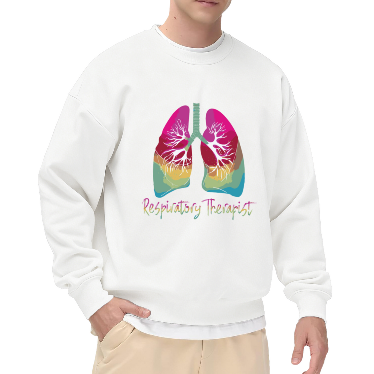 Respiratory Therapist Colorful Lungs Anatomy Crewneck Sweatshirt | Medical Career Pride Pullover, RT Gift