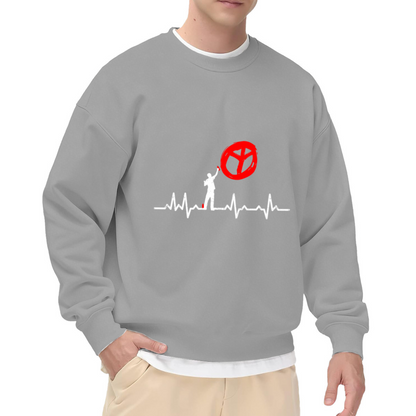 Heartbeat Pulse Line Minimalist Crewneck Sweatshirt, ECG Heart Rate Graphic Pullover, Sporty Abstract Logo Gift