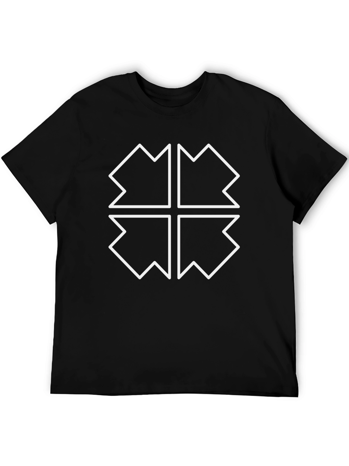 Abstract Geometric Graphic Tee - Black Cotton Blend