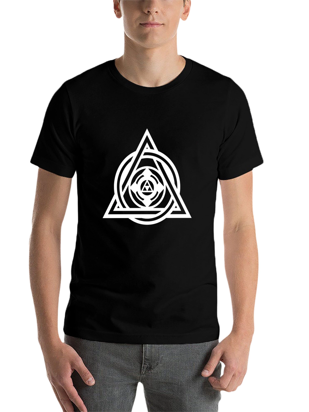 Geometric Triangle Circle Graphic Black T-Shirt