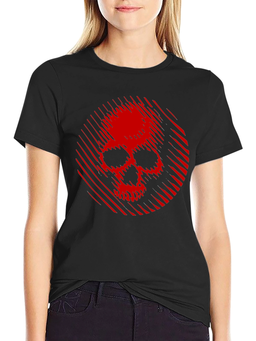 Skull Graphic Tee - Red Skull on Black