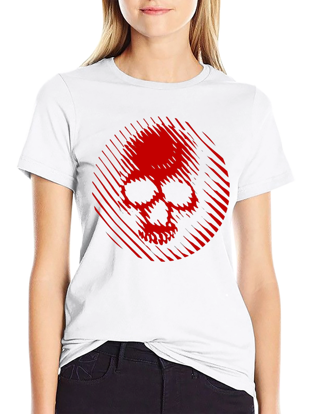 Skull Graphic Tee - Red Skull on Black