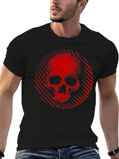 Skull Graphic Tee - Red Skull on Black