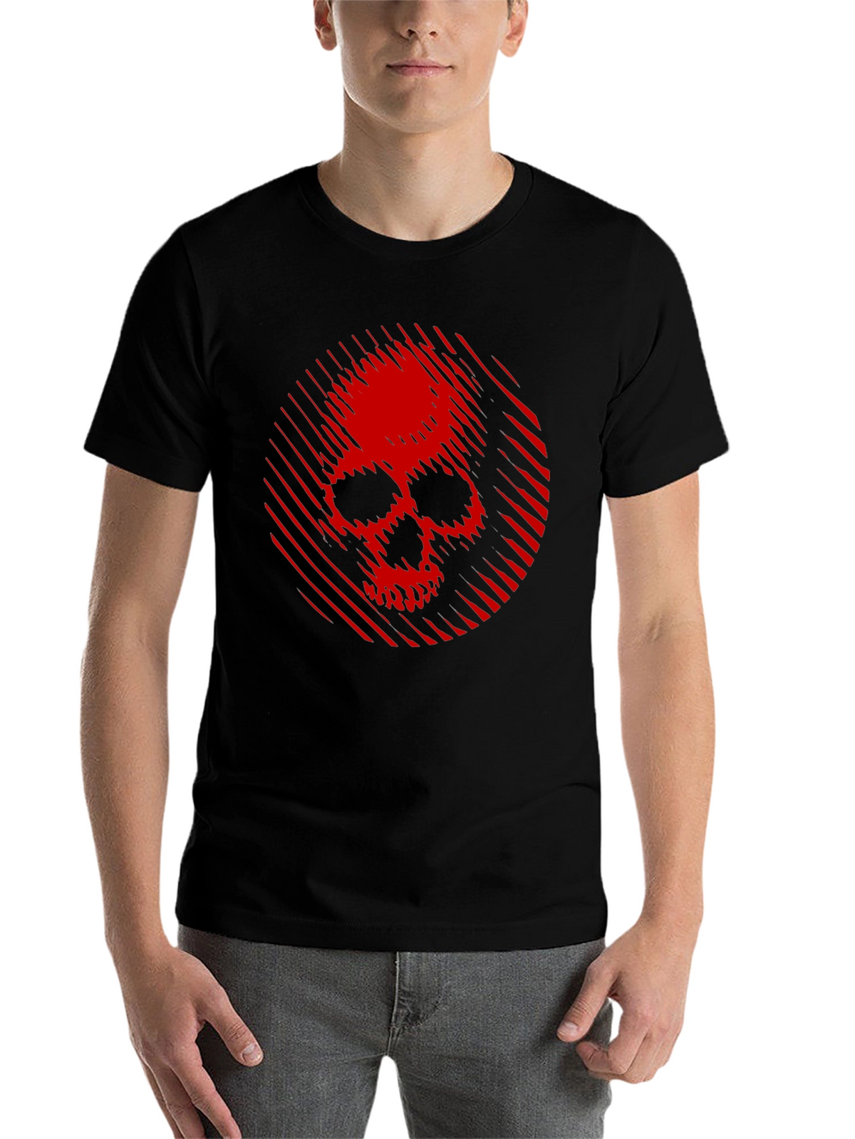 Skull Graphic Tee - Red Skull on Black