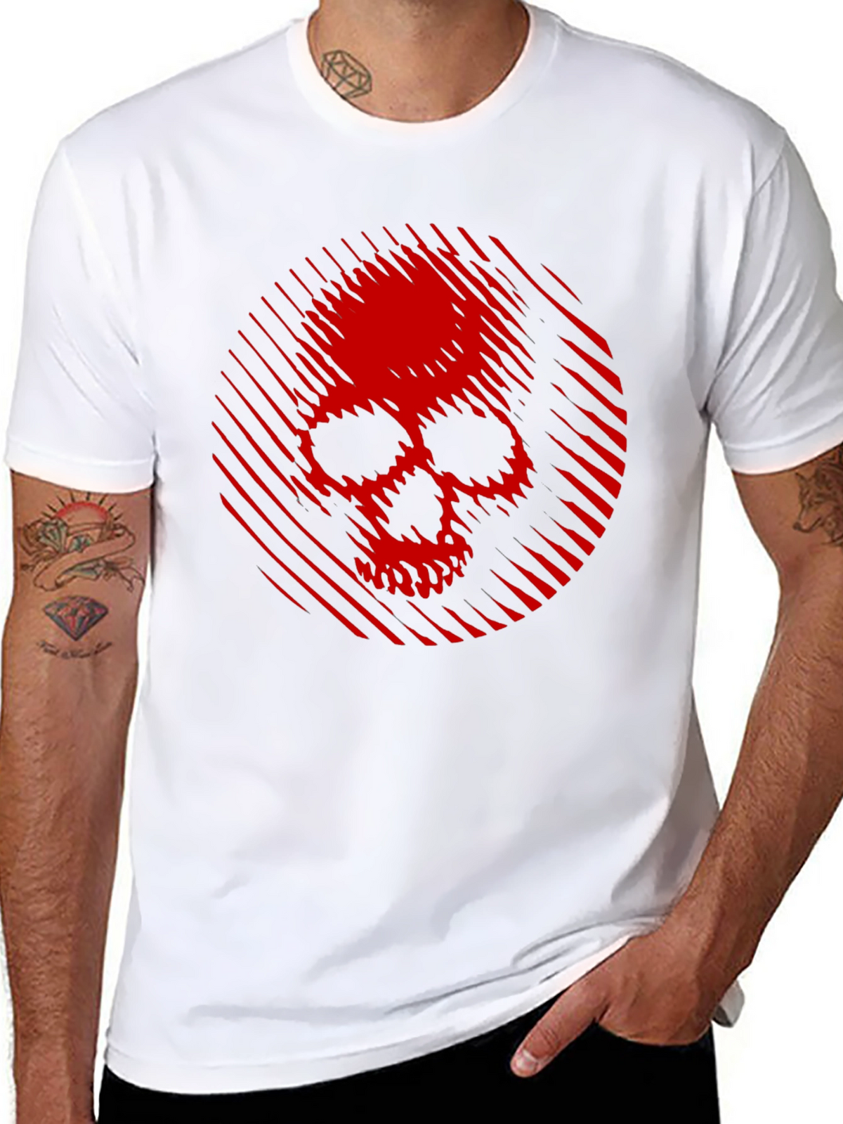 Skull Graphic Tee - Red Skull on Black