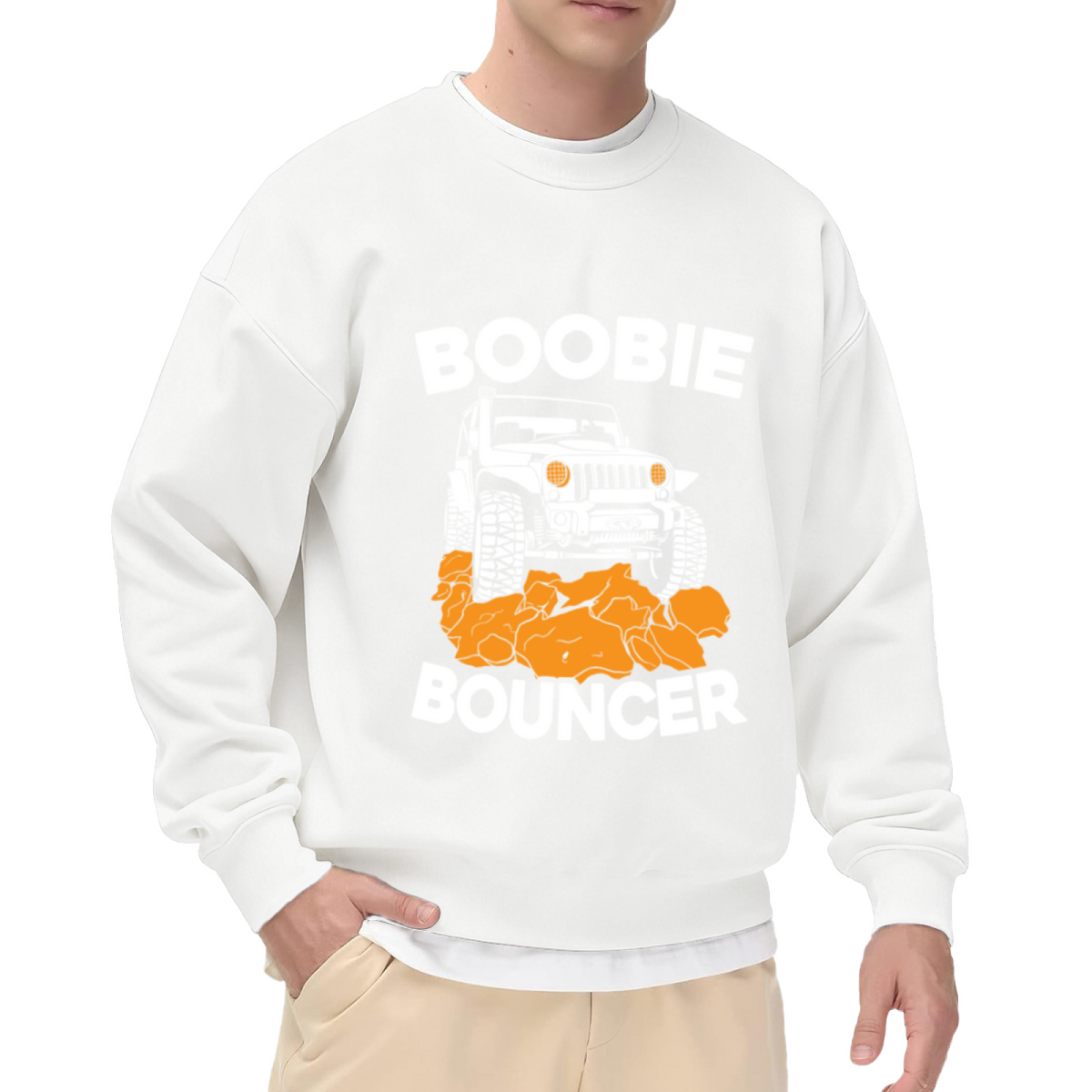 Boobie Bouncer Jeep Off-Road Rock Crawler Crewneck Sweatshirt | Funny 4x4 Wrangler Humor Pullover, Jeep Lover Gift