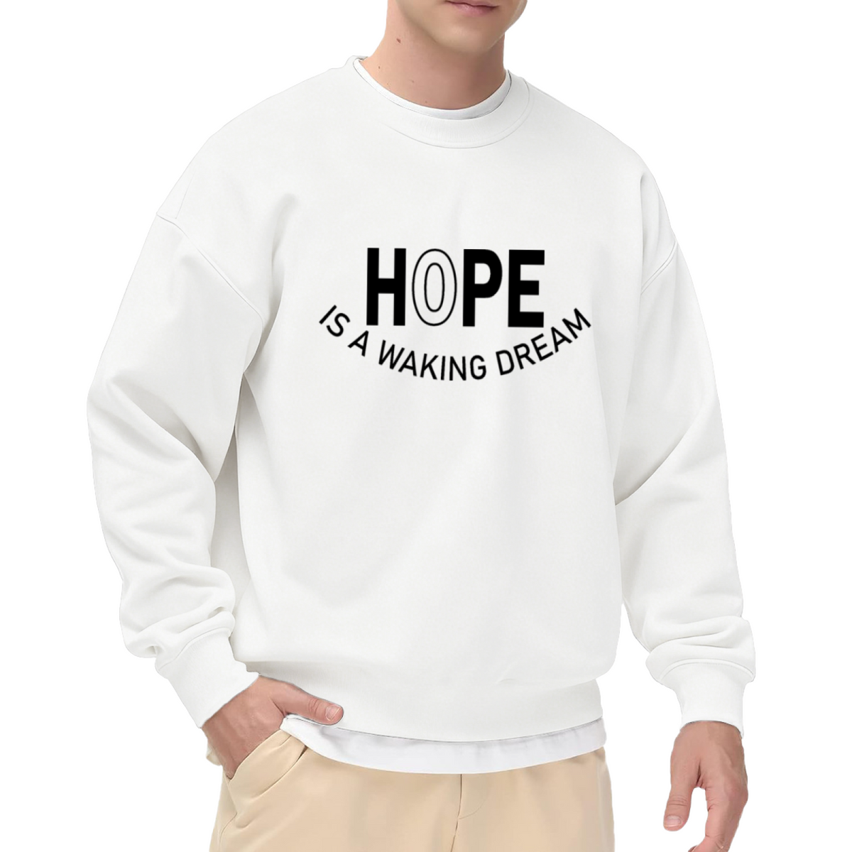 Hope Is A Waking Dream Sweatshirt | Minimalist Letter Logo Graphic Crewneck, Inspirational Quote Pullover Top, Encouragement Gift for Women Men