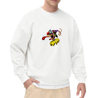 Funny Creepy Clown Monster Crewneck Sweatshirt - Silly Halloween Clown Graphic, Rude Humor Pullover, Weird Art Top