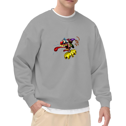 Funny Creepy Clown Monster Crewneck Sweatshirt - Silly Halloween Clown Graphic, Rude Humor Pullover, Weird Art Top
