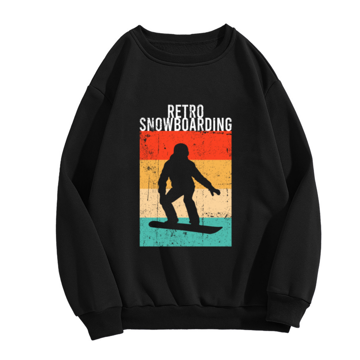 Retro Snowboarding Sweatshirt | Vintage 70s Snowboarder Silhouette Graphic Crewneck, Distressed Winter Sports Pullover Top, Snowboard Gift for Men Women