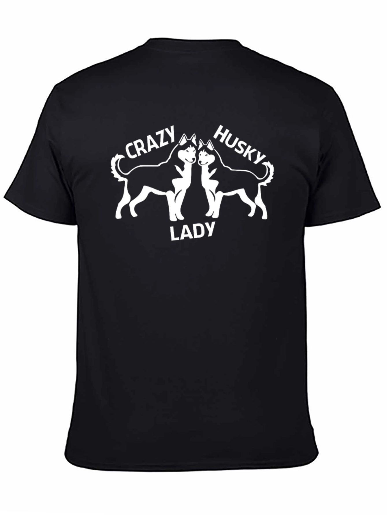 Crazy Husky Lady Graphic T-Shirt - Unisex Black Tee