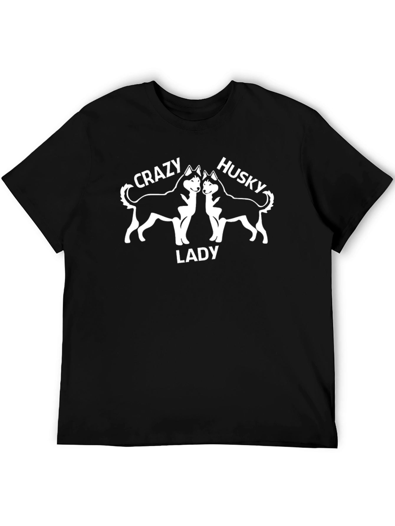 Crazy Husky Lady Graphic T-Shirt - Unisex Black Tee