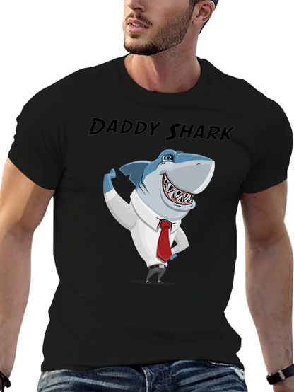 Daddy Shark Graphic Tee - Black Cotton Blend
