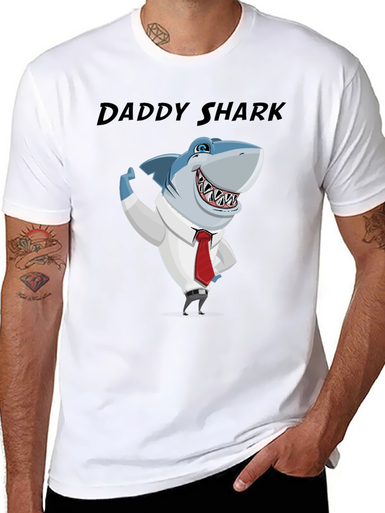 Daddy Shark Graphic Tee - Black Cotton Blend