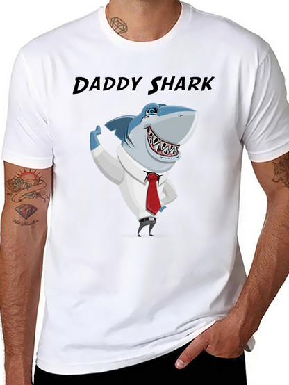 Daddy Shark Graphic Tee - Black Cotton Blend