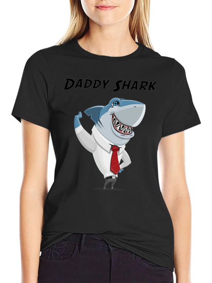 Daddy Shark Graphic Tee - Black Cotton Blend