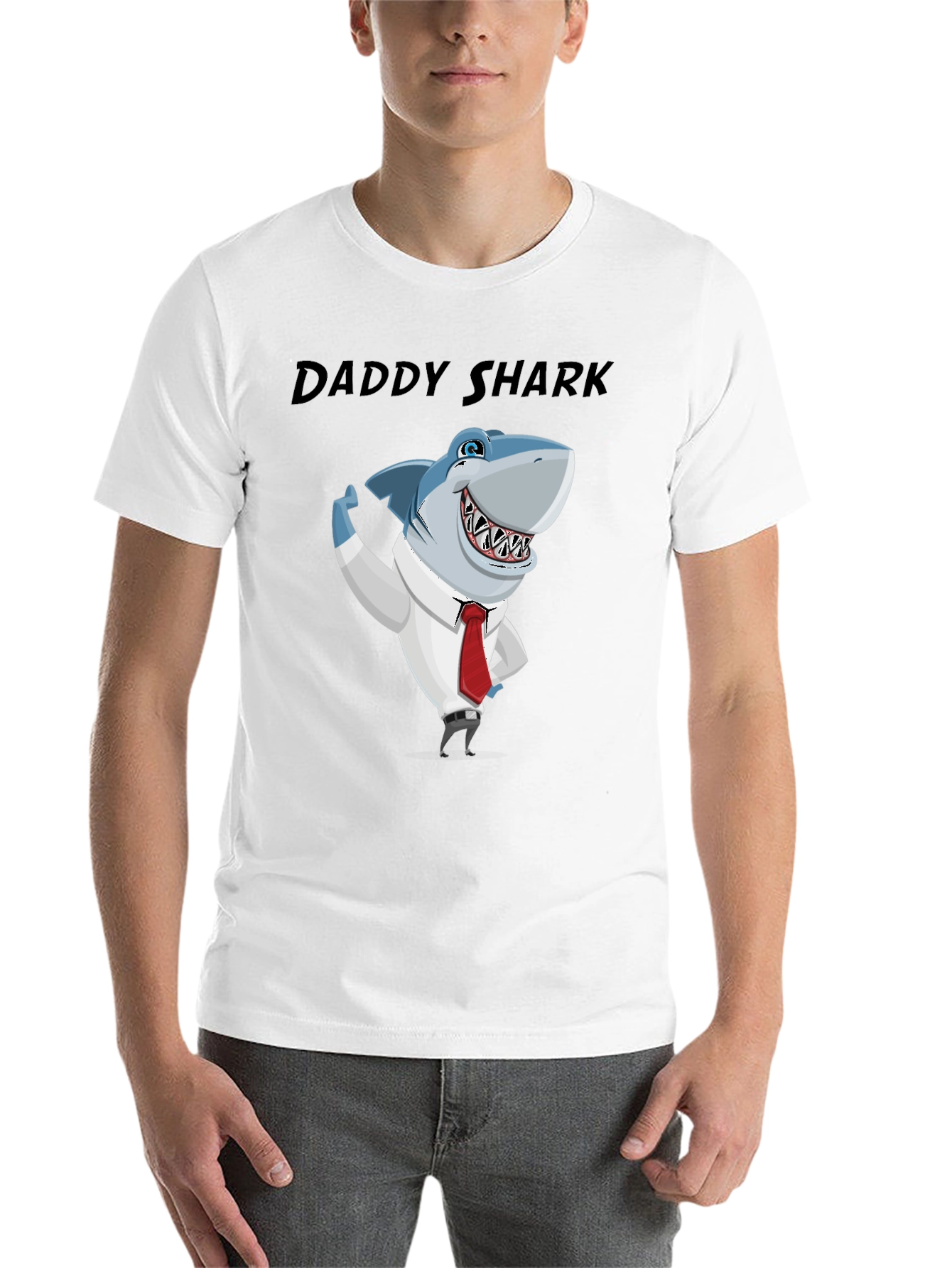 Daddy Shark Graphic Tee - Black Cotton Blend