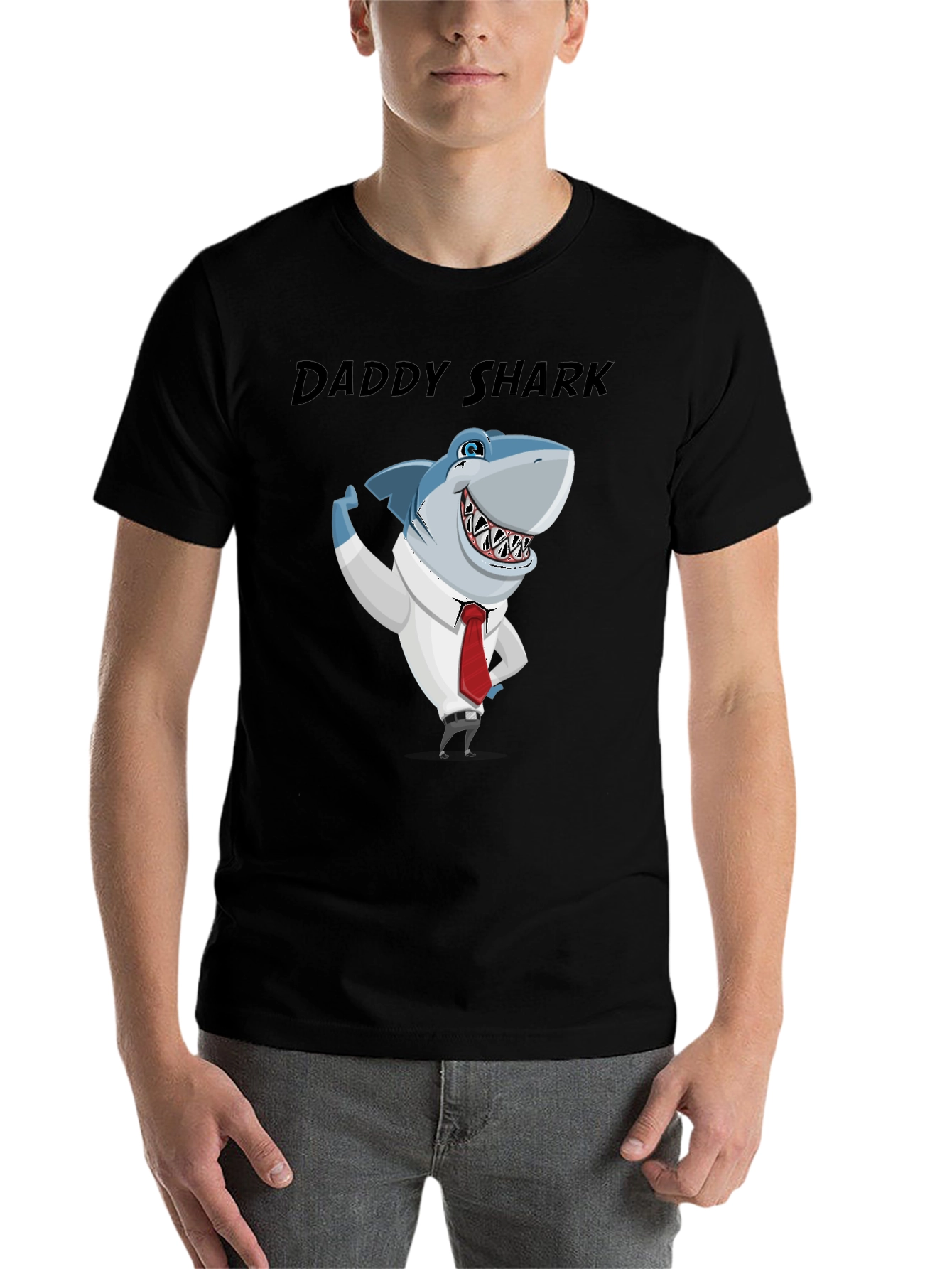 Daddy Shark Graphic Tee - Black Cotton Blend