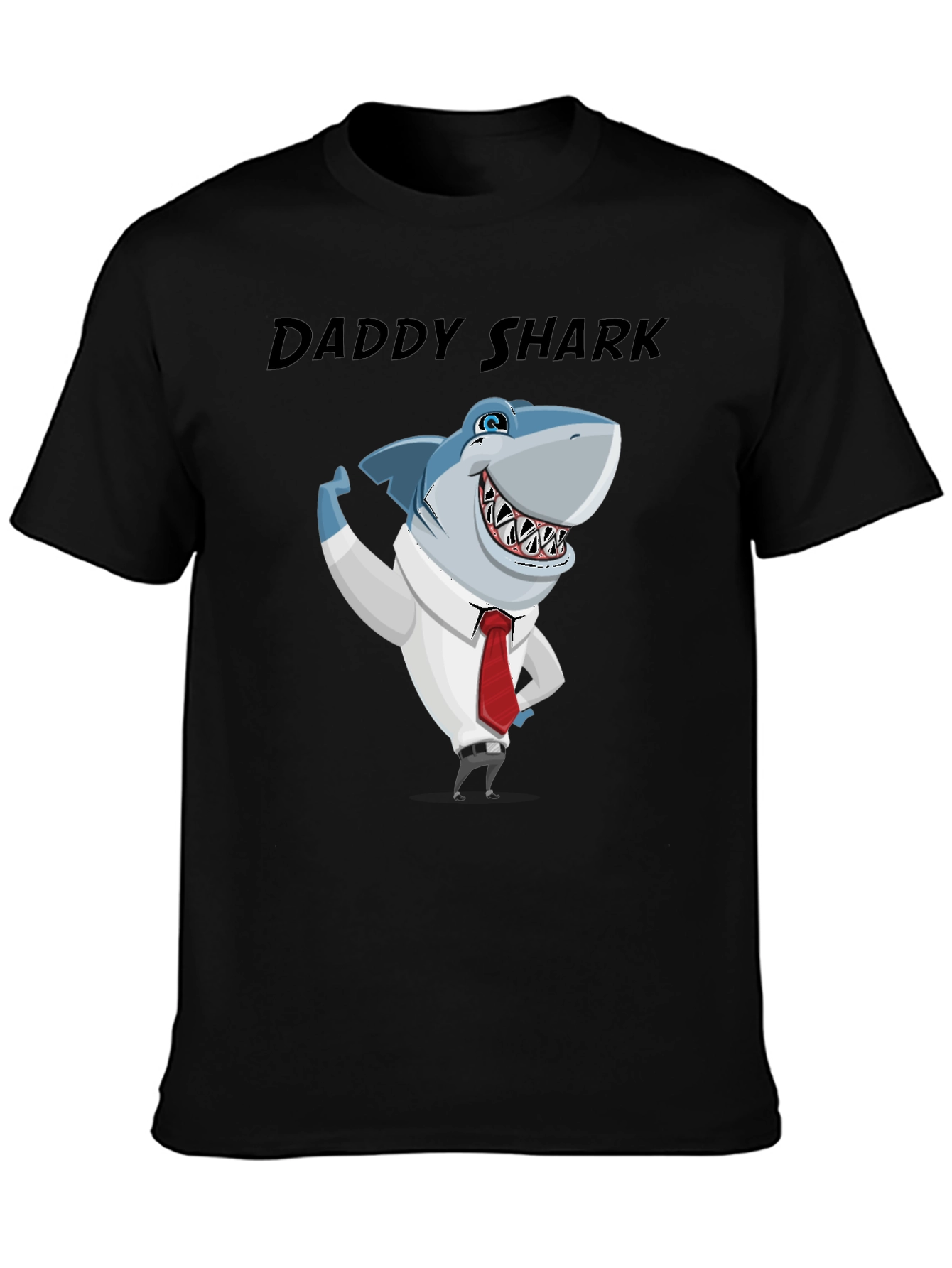 Daddy Shark Graphic Tee - Black Cotton Blend
