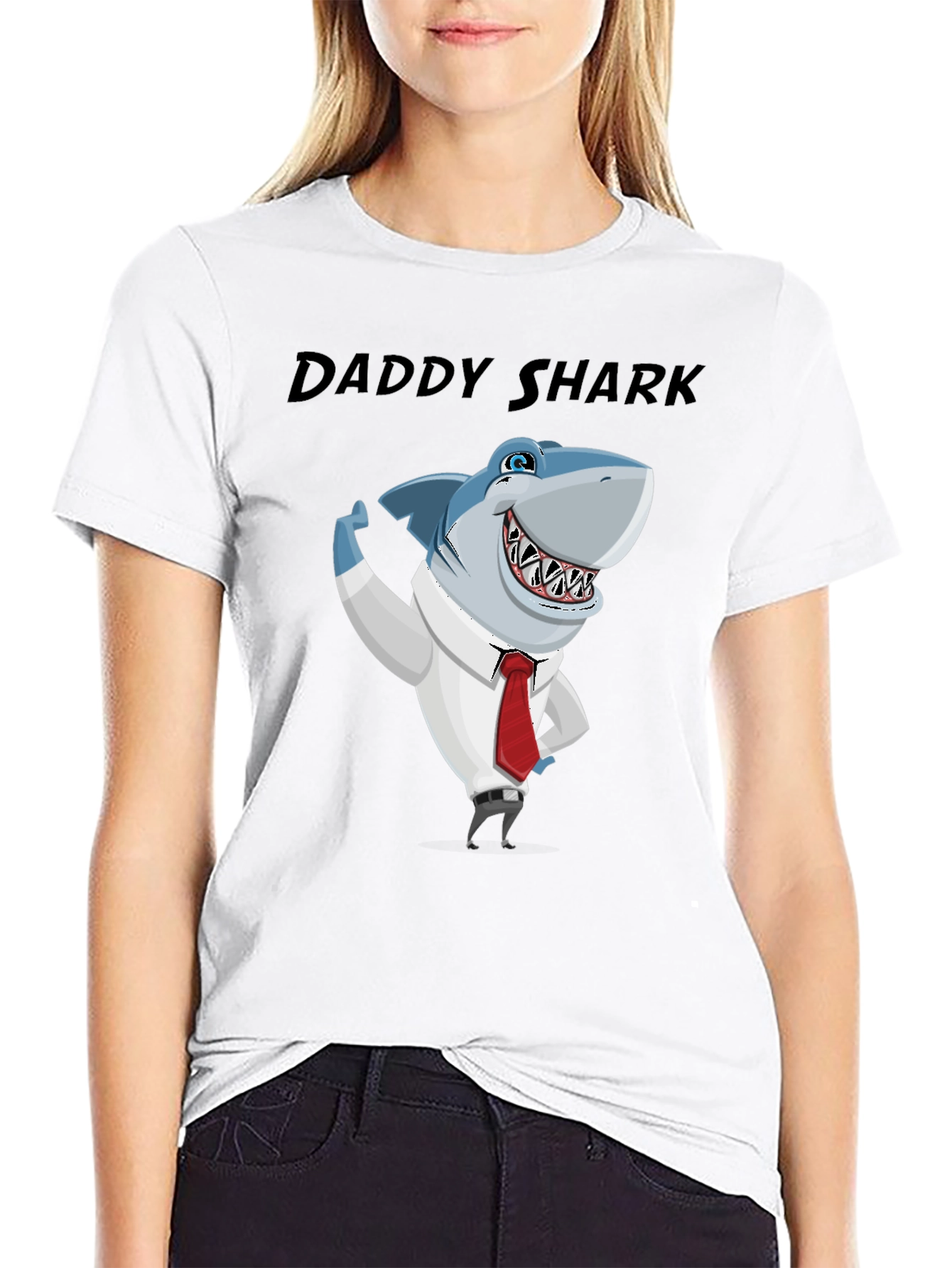 Daddy Shark Graphic Tee - Black Cotton Blend