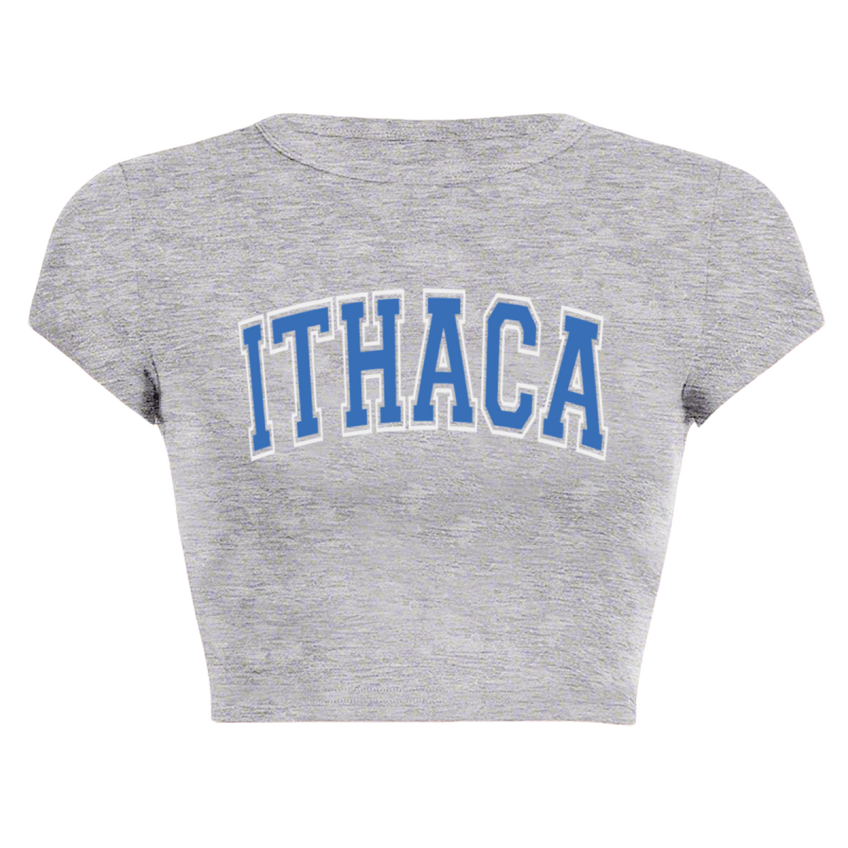 Vintage Ithaca College Varsity Letter Grey Cropped T-Shirt