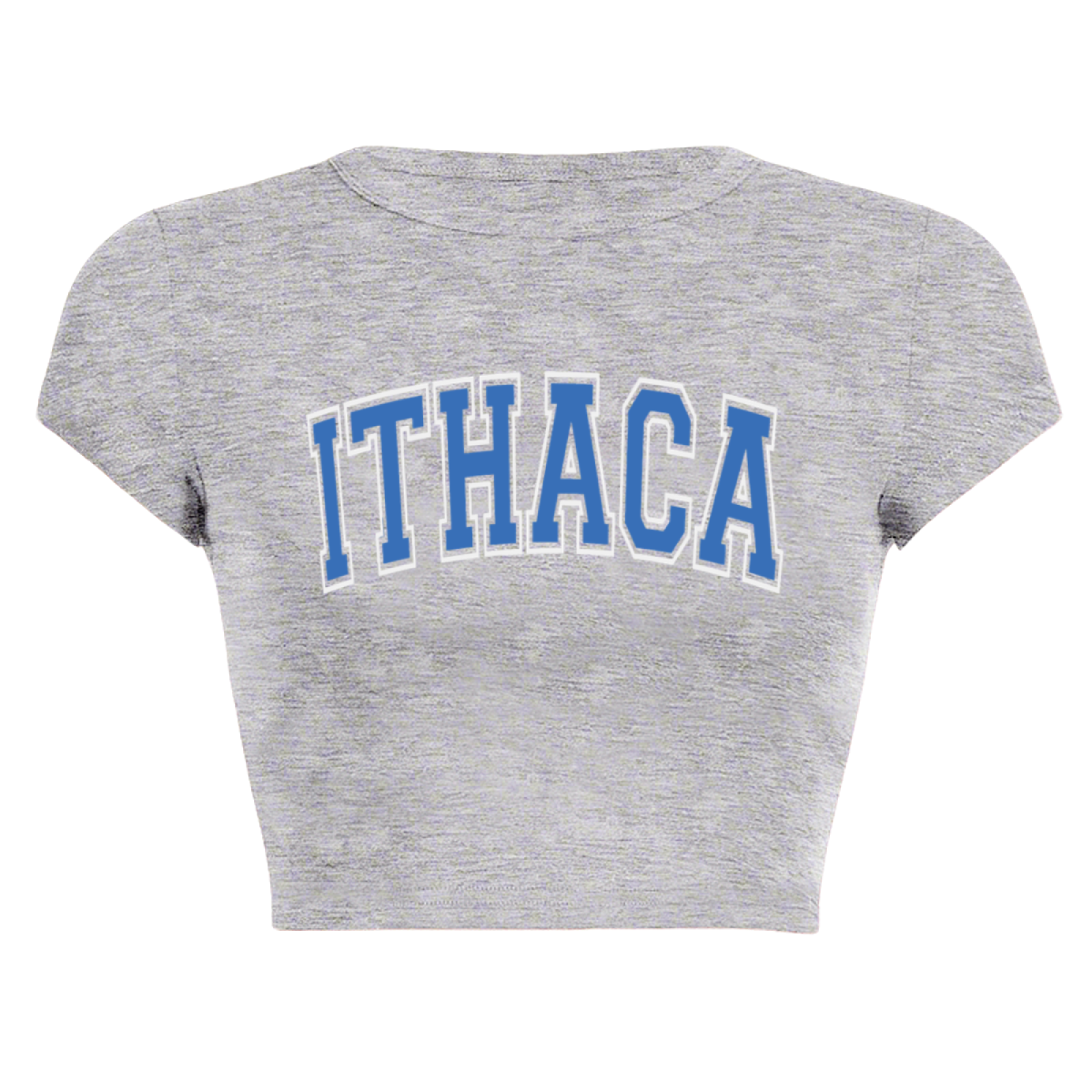 Vintage Ithaca College Varsity Letter Grey Cropped T-Shirt