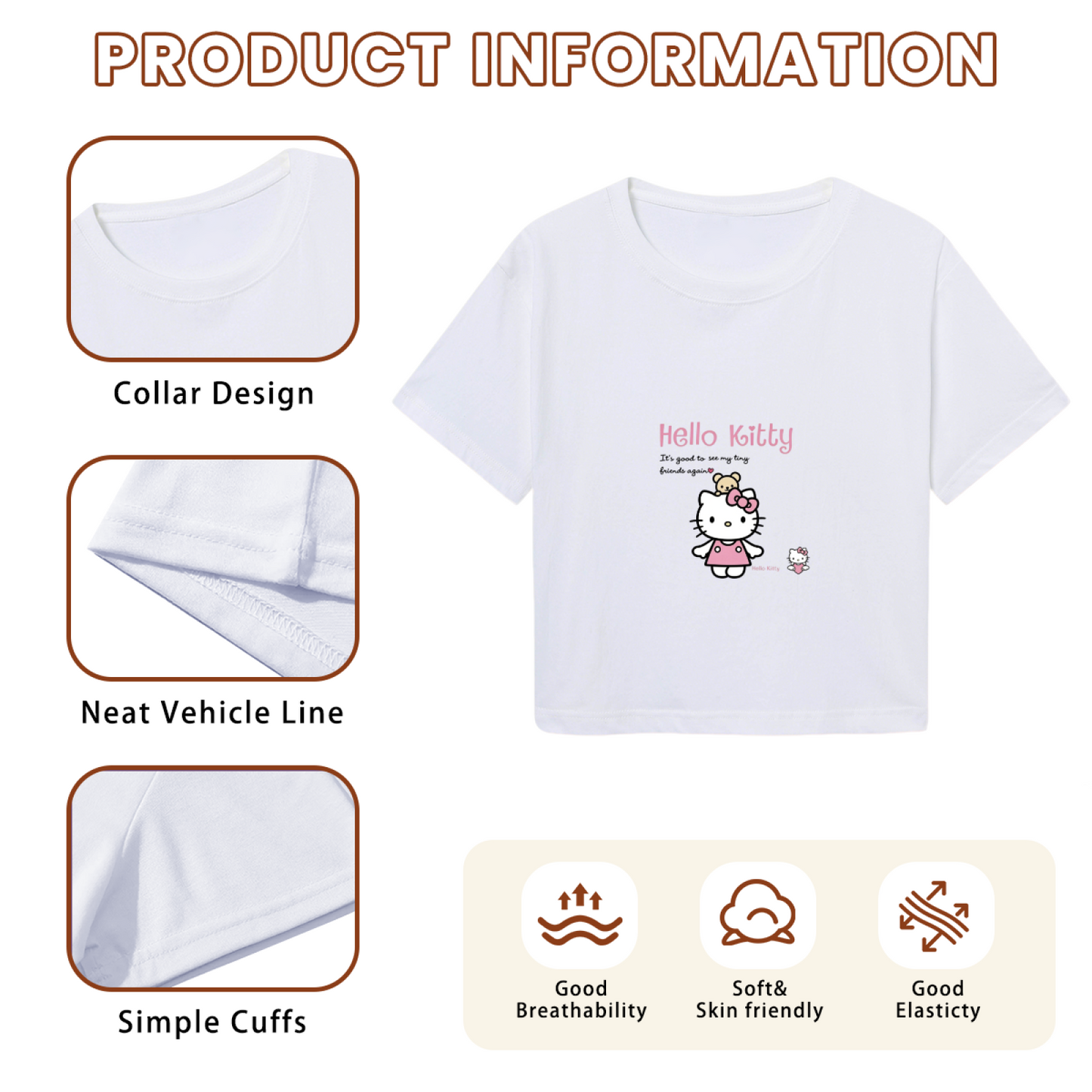 Lovely Six Seven Sanrio Characters Crop Top