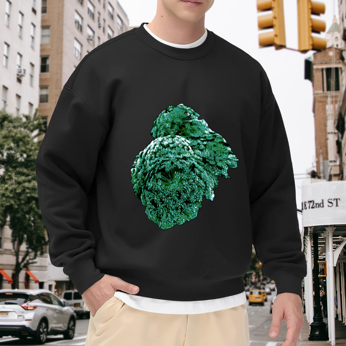 Realistic Broccoli Vegetable Crewneck Sweatshirt | Healthy Food Photo Print Pullover, Vegan Gift