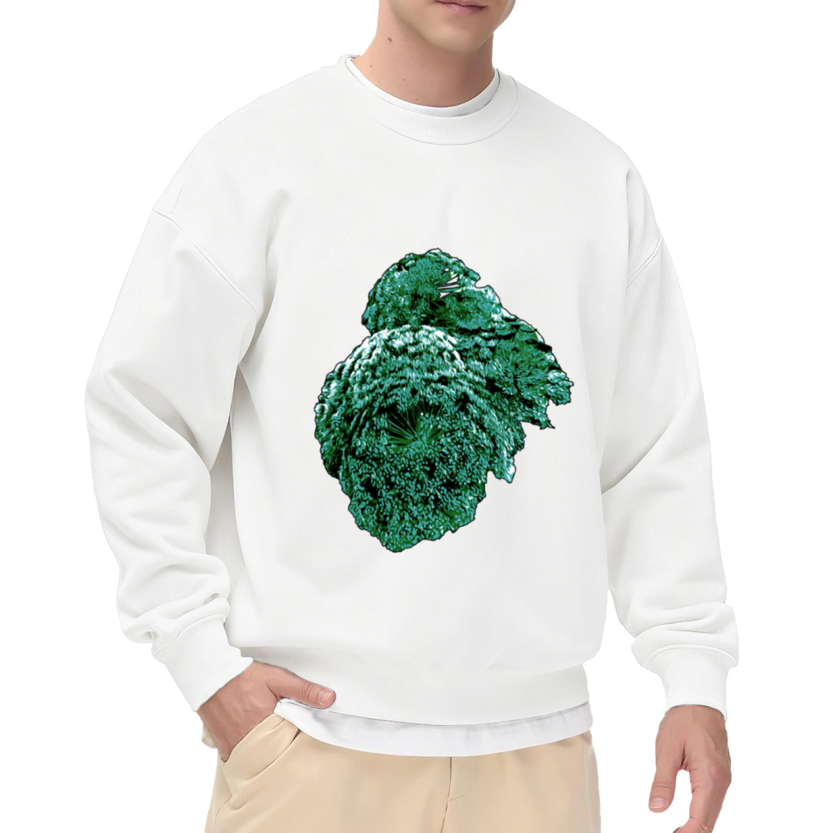 Realistic Broccoli Vegetable Crewneck Sweatshirt | Healthy Food Photo Print Pullover, Vegan Gift