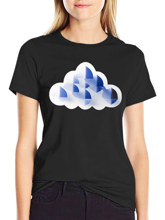 Geometric Cloud Graphic Tee - Black