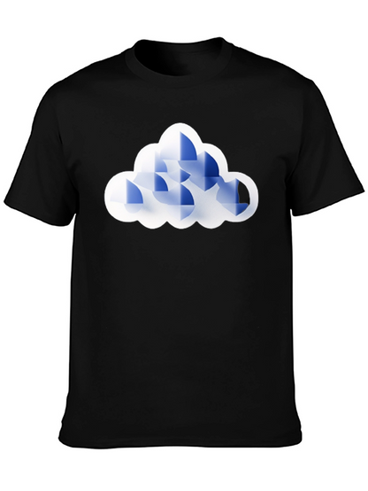 Geometric Cloud Graphic Tee - Black