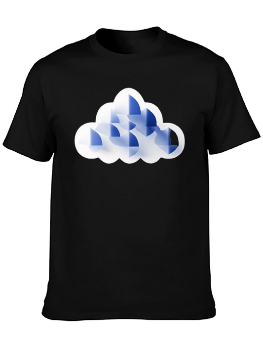 Geometric Cloud Graphic Tee - Black