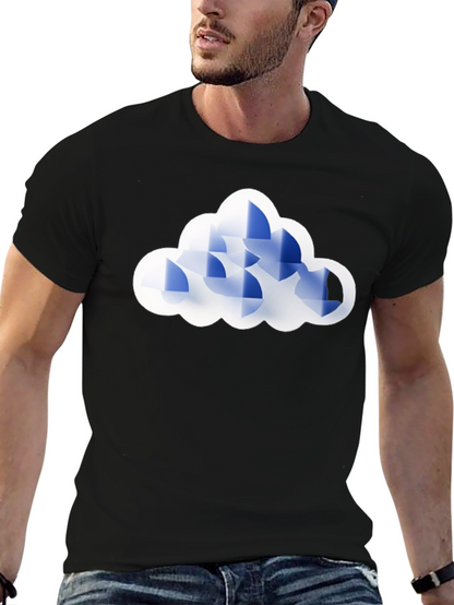 Geometric Cloud Graphic Tee - Black