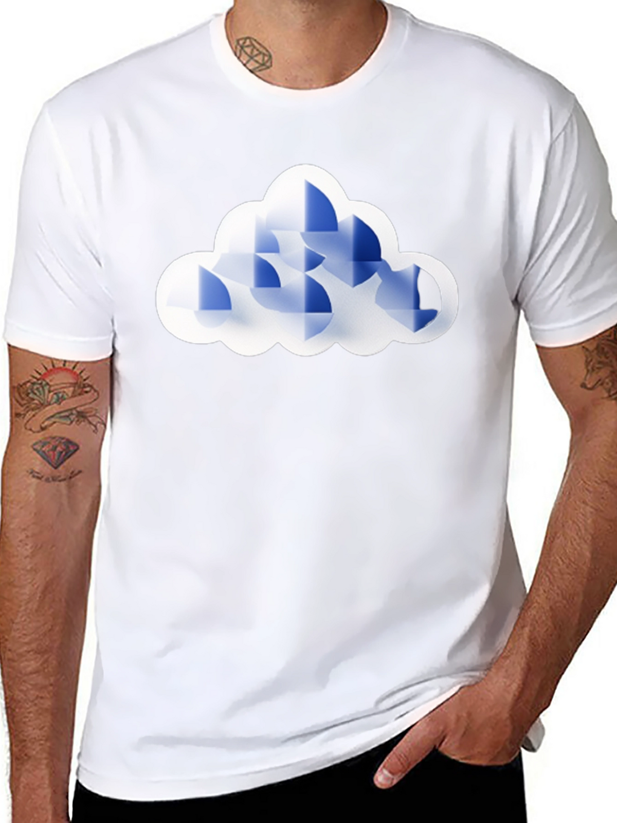 Geometric Cloud Graphic Tee - Black