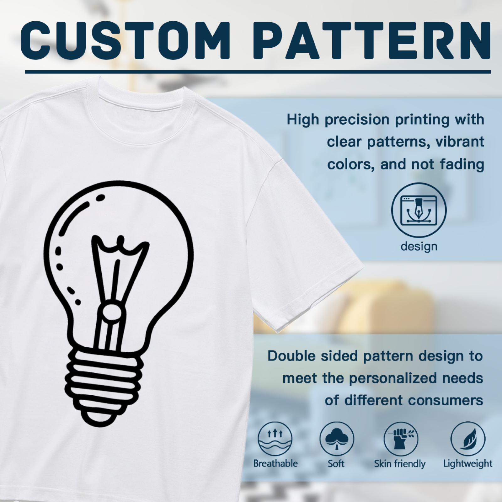 Simple Line Art Light Bulb Minimalist T-Shirt