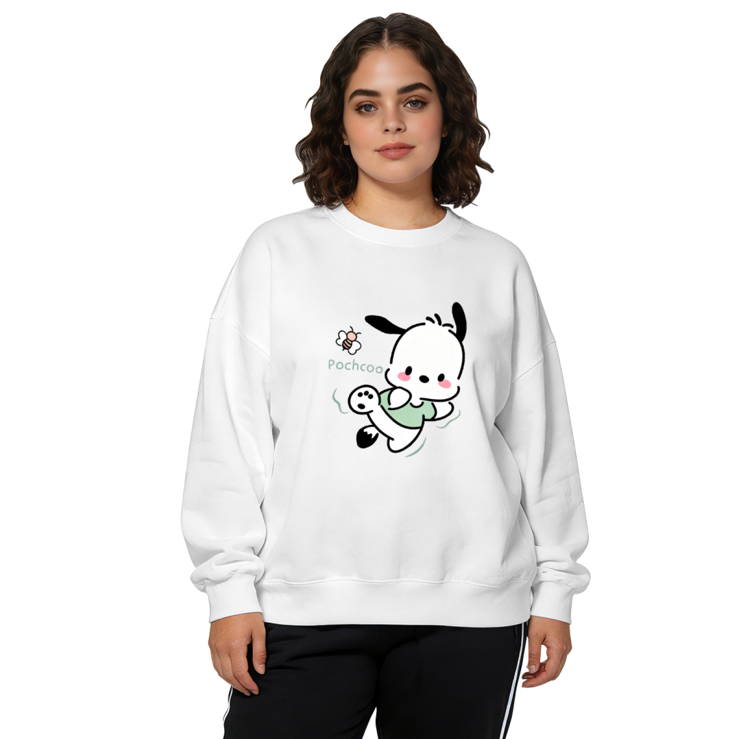 Trendy Minimalist Pochacco Print Crewneck Sweatshirt