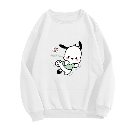 Trendy Minimalist Pochacco Print Crewneck Sweatshirt