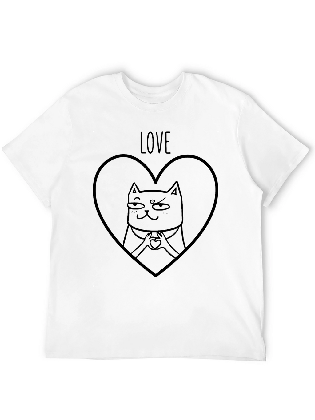 Love Cat Heart T-Shirt - Mens Graphic Tee