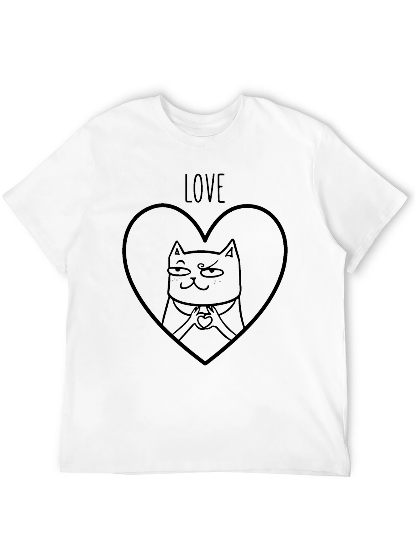 Love Cat Heart T-Shirt - Mens Graphic Tee