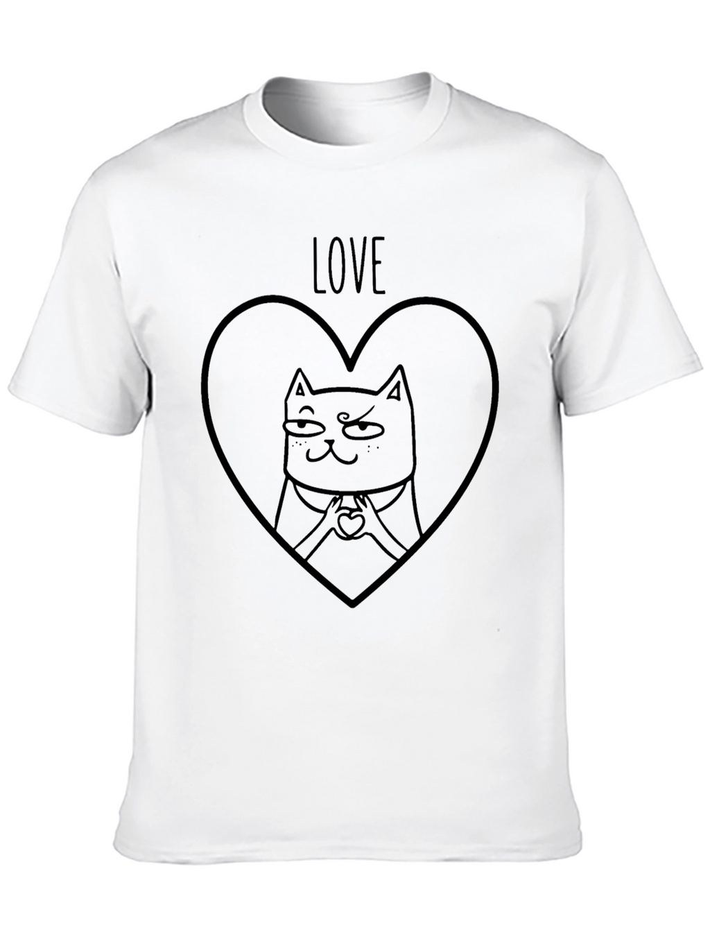 Love Cat Heart T-Shirt - Mens Graphic Tee